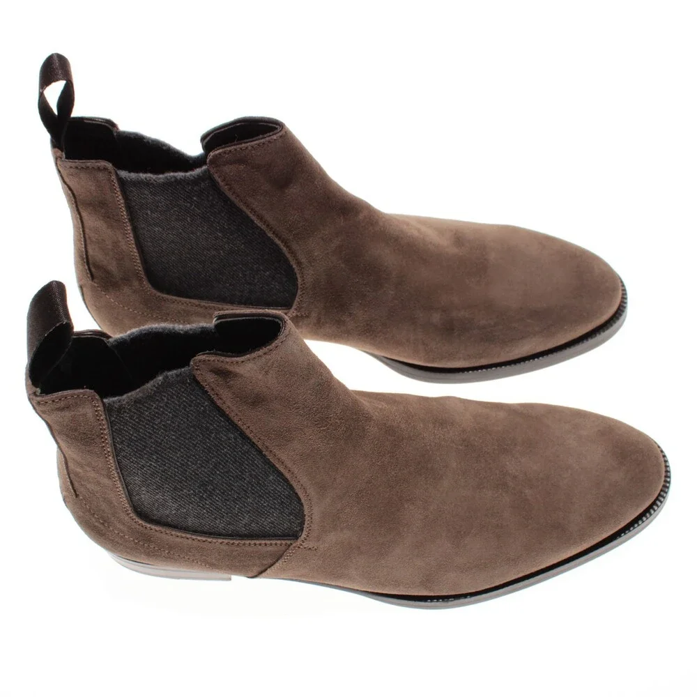 Di Bianco NWD Pull On Chelsea Boots Size 42 (US 9) in Brown Suede Made in Italy